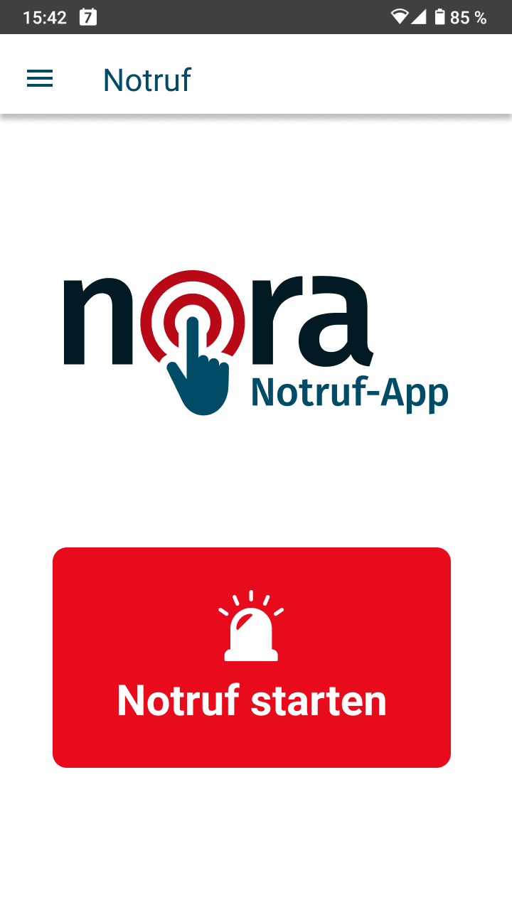 Auf diesem Bildschirm sehen Sie den Button: Notruf starten.