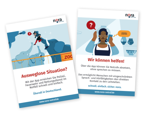 Plakat nora Notruf-App: Motiv 2: Ausweglose Situation? Wir können helfen!